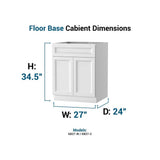 PELHAM & WHITE Keyport Shaker 27 in. W x 24 in. D x 34.5 in. H in Charcoal Plywood Tool-Free Ready To Assemble Base Kitchen Cabinet
