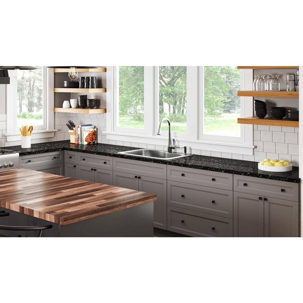 PELHAM & WHITE Keyport Shaker 45 in. W x 24 in. D x 34.5 in. H Charcoal Plywood Tool-Free Ready To Assemble Sink Base Kitchen Cabinet