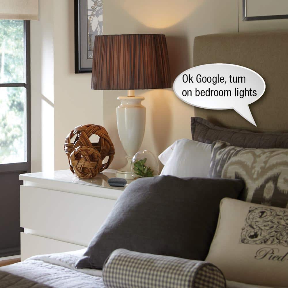 Lutron Caseta Smart Lighting Dimmer Switch Starter Kit w Google Home Mini Charcoal (CASETA1W-GMCHCL)
