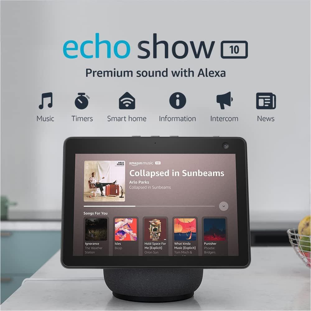 Amazon Echo Show 10 (3rd Gen) HD Smart Display with Motion and Alexa in Charcoal