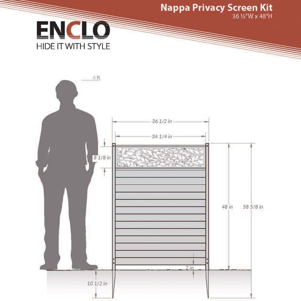 Enclo Privacy Screens 4 ft. x 3 ft. Nappa Lasercut WoodTek Vinyl Privacy Screen Kit