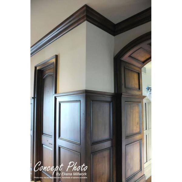 Ekena Millwork 5 in. x 94-1/2 in. x 4-1/2 in. Unfinished Wood Cherry Acanthus Leaf Carved Crown Moulding