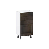 J COLLECTION Lincoln Chestnut Solid Wood Assembled Shallow Base Kitchen Cabinet with 3 Drawers (18 in. W x 34.5 in. H x 14 in. D)