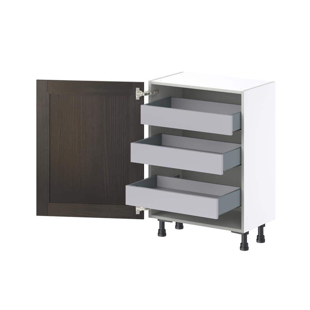 J COLLECTION Lincoln Chestnut Solid Wood Assembled Shallow Base Kitchen Cabinet with Inner Drawers (24 in. W x 34.5 in. H x 14 in. D)