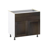 J COLLECTION Lincoln Chestnut Solid Wood Assembled Base Kitchen Cabinet with 2-5 in. Drawers (36 in. W x 34.5 in. H x 24 in. D)