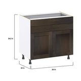 J COLLECTION Lincoln Chestnut Solid Wood Assembled Base Kitchen Cabinet with 2-5 in. Drawers (36 in. W x 34.5 in. H x 24 in. D)