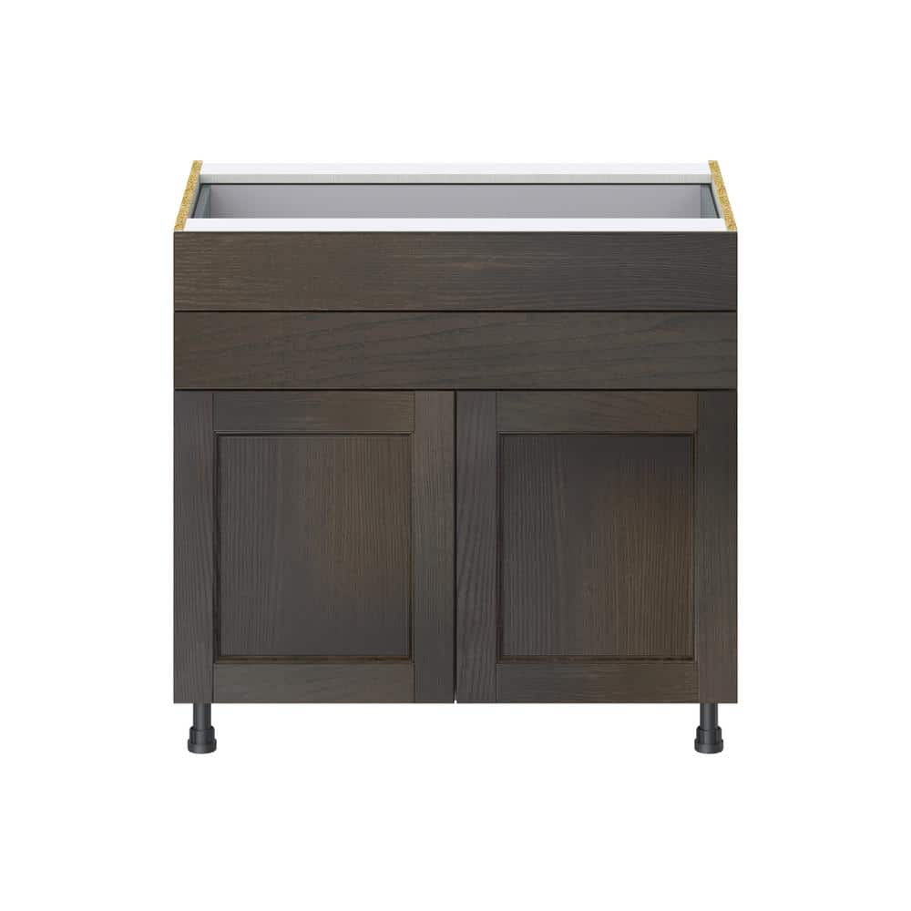 J COLLECTION Lincoln Chestnut Solid Wood Assembled Base Kitchen Cabinet with 2-5 in. Drawers (36 in. W x 34.5 in. H x 24 in. D)