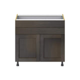 J COLLECTION Lincoln Chestnut Solid Wood Assembled Base Kitchen Cabinet with 2-5 in. Drawers (36 in. W x 34.5 in. H x 24 in. D)