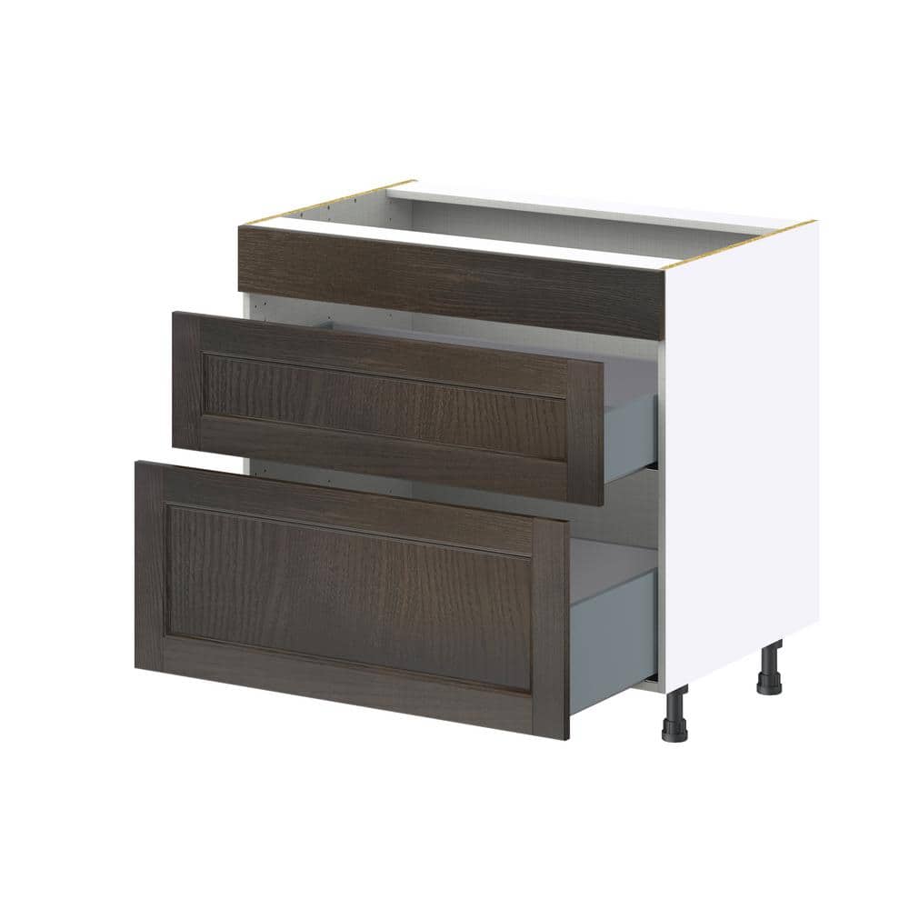 J COLLECTION Lincoln Chestnut Solid Wood Assembled Base Kitchen Cabinet for Cooktop with 2 Drawers (36 in.W x 34.5 in. H x 24 in. D)