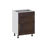 J COLLECTION Lincoln Chestnut Solid Wood Assembled 24 in. W x 34.5 in. H x 21 in. D Vanity Drawer Base Cabinet with 3Drawers