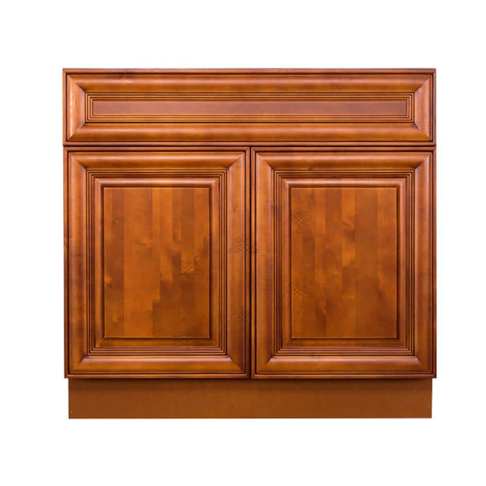 LIFEART CABINETRY Cambridge Assembled 36x34.5x24 in. Base Cabinet with 2 Doors and 1 Drawer in Chestnut