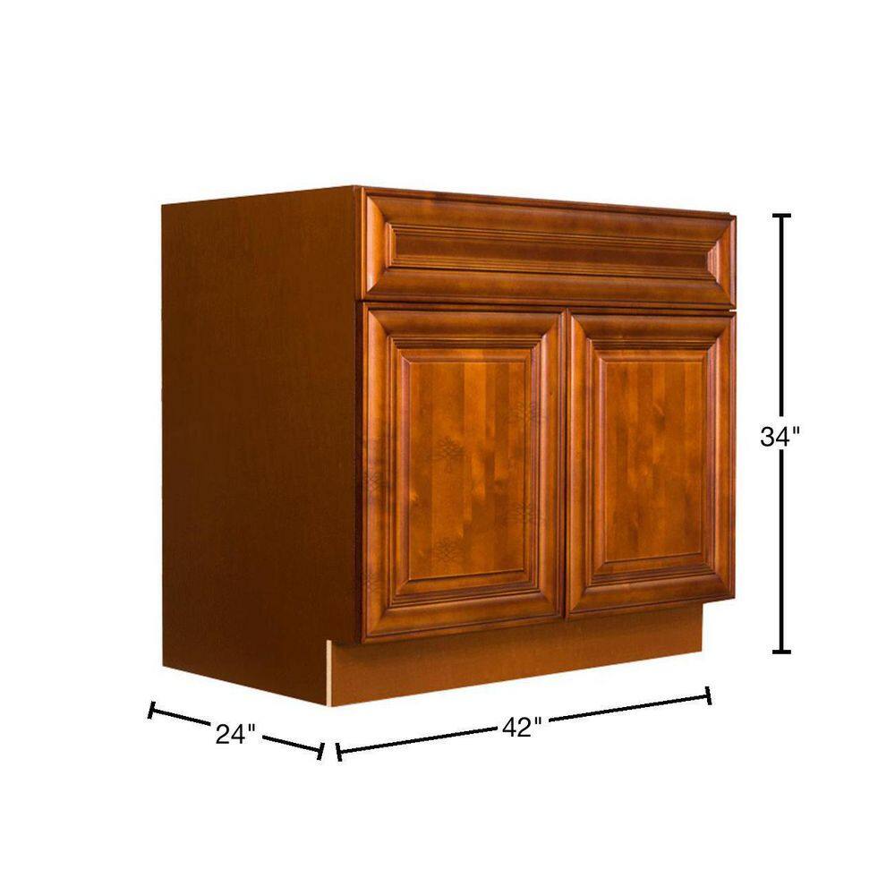 LIFEART CABINETRY Cambridge Assembled 42x34.5x24 in. Base Cabinet with 2 Doors and 1 Drawer in Chestnut