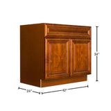 LIFEART CABINETRY Cambridge Assembled 42x34.5x24 in. Base Cabinet with 2 Doors and 1 Drawer in Chestnut