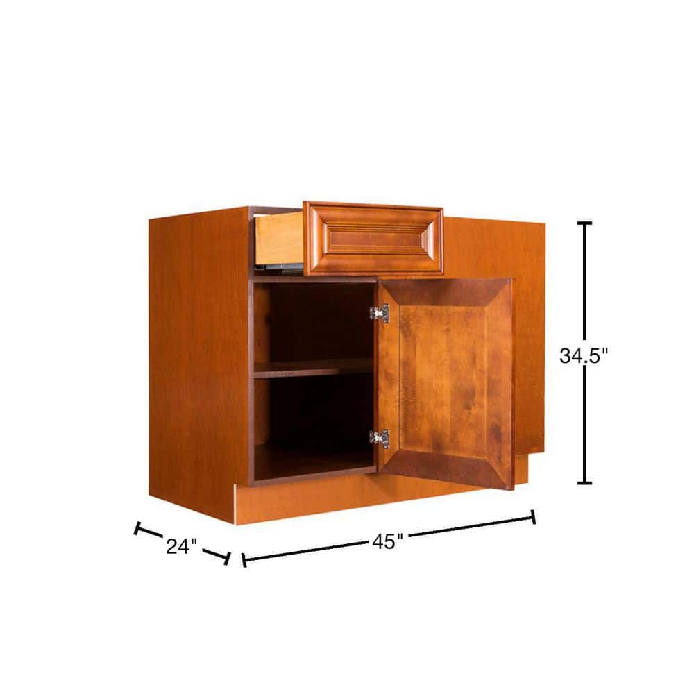 LIFEART CABINETRY Cambridge Assembled 45 in. x 34.5 in. x 24 in. Base Blind Corner Cabinet in Chestnut