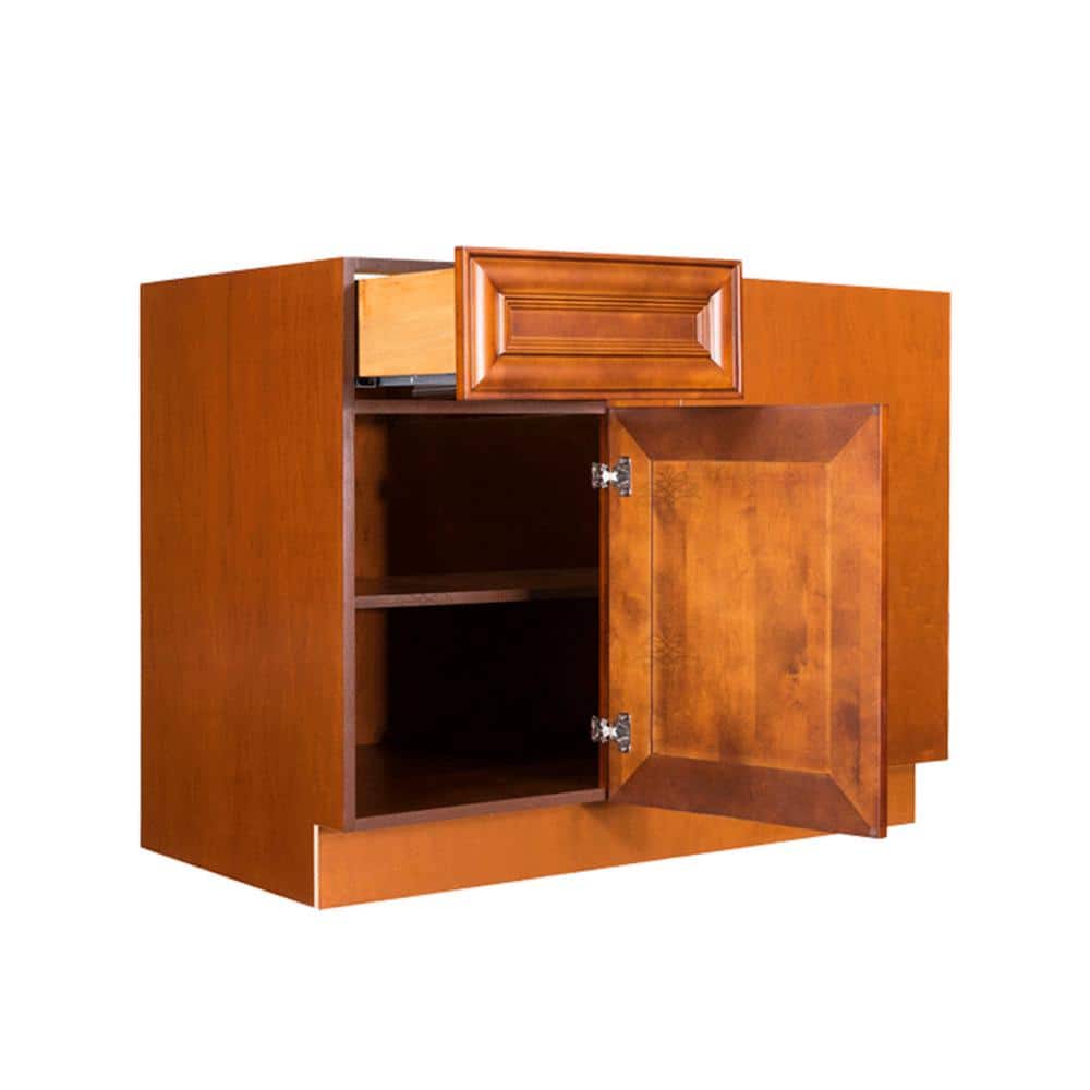 LIFEART CABINETRY Cambridge Assembled 45 in. x 34.5 in. x 24 in. Base Blind Corner Cabinet in Chestnut