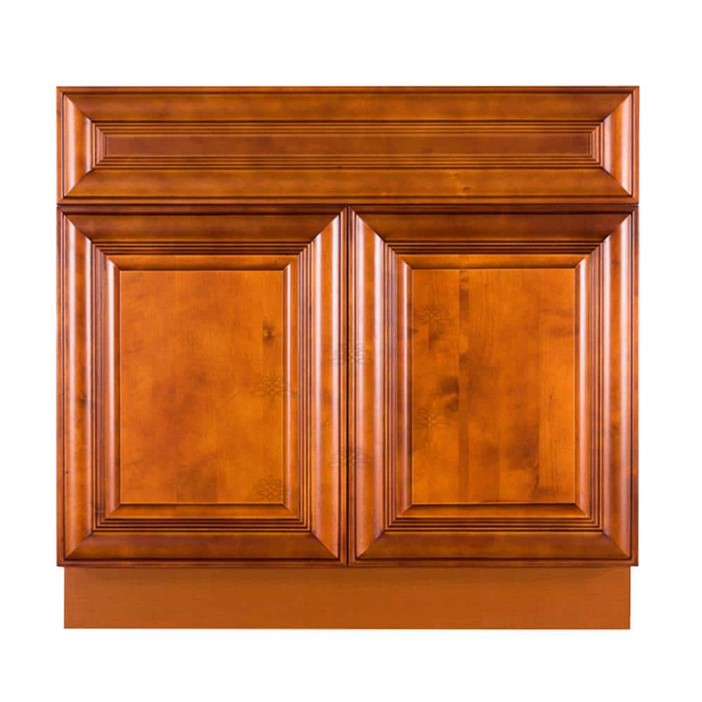 LIFEART CABINETRY Cambridge Assembled 42x34.5x24 in. Sink Base Cabinet with 2 Doors in Chestnut