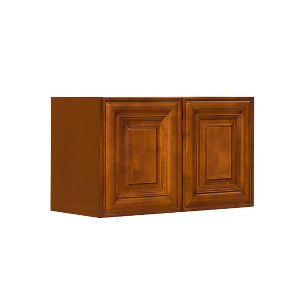LIFEART CABINETRY Cambridge Assembled 36x18x12 in. Wall Cabinet with 2 Doors No Shelf in Chestnut