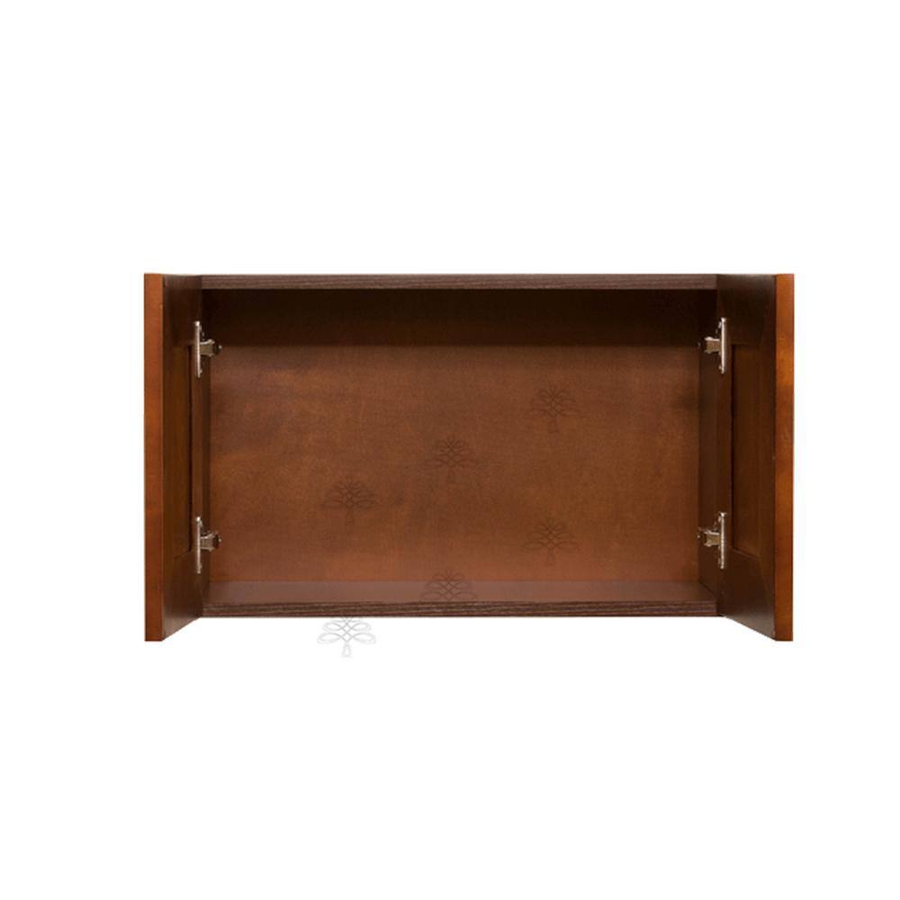 LIFEART CABINETRY Cambridge Assembled 36x18x12 in. Wall Cabinet with 2 Doors No Shelf in Chestnut