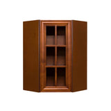 LIFEART CABINETRY Cambridge Assembled 24 in. x 36 in. x 12 in. Wall Diagonal Mullion-Door Cabinet with 1-Door 2-Shelves in Chestnut