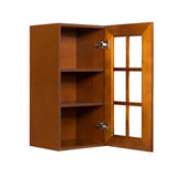 LIFEART CABINETRY Cambridge Assembled 12x30x12 in. Wall Mullion Door Cabinet with 1 Door 2 Shelves in Chestnut