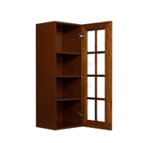 LIFEART CABINETRY Cambridge Assembled 15x42x12 in. Wall Mullion Door Cabinet with 1 Door 3 Shelves in Chestnut