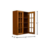 LIFEART CABINETRY Cambridge Assembled 27x42x12 in. Wall Mullion Door Cabinet with 2 Doors 3 Shelves in Chestnut
