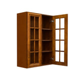 LIFEART CABINETRY Cambridge Assembled 27x42x12 in. Wall Mullion Door Cabinet with 2 Doors 3 Shelves in Chestnut