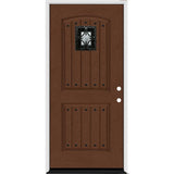 Steves & Sons 36 in. x 80 in. Oxford Speak Easy Left-Hand Inswing Chestnut Mahogany Fiberglass Prehung Front Door, 4-9/16 in. Frame