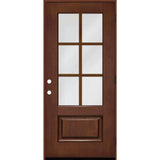 Steves & Sons Regency 36 in. x 80 in. 3/4 6-Lite Clear Glass LHOS Chestnut Stain Mahogany Fiberglass Prehung Front Door