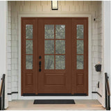 Steves & Sons Regency 64 in. x 80 in. 3/4-6 Lite Clear Glass Right-Hand Chestnut Stain Mahogany Fiberglass Prehung Front Door with Double 12 in. Sidelites