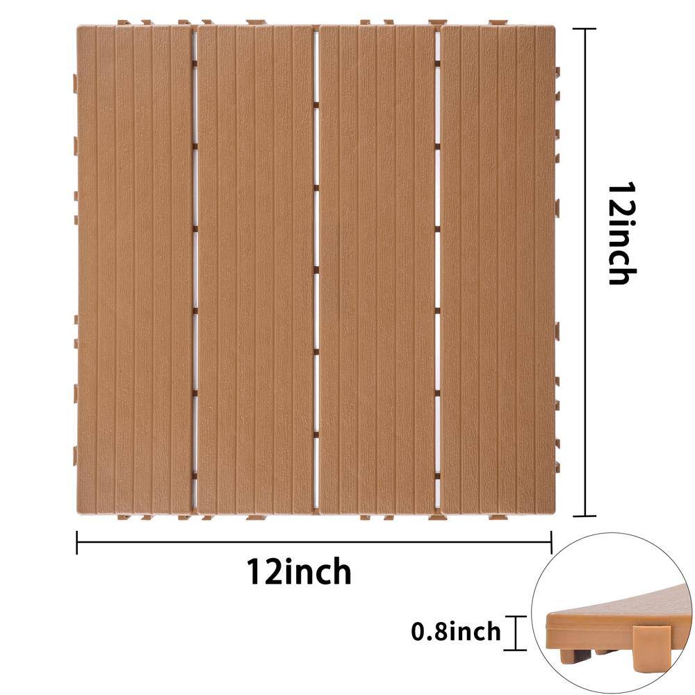 WRIGHTMASTER 0.98ft. x 0.98ft. Quick Deck Wood & Plastic Composite Interlocking Deck Tile in Chestnut (19 sq. ft. per Box)