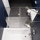 ANZZI HERALD Series 48 in. W x 58 in. H Frameless Hinged Tub Door, Brushed Nickel, with Towel Bar & Handle
