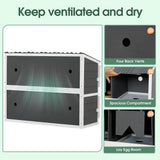 Large Wood Chicken Nesting Box for Laying Eggs with 2 Roll Out Egg Collection Drawers, 4 Vented and 8 Compartments