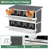 Large Wood Chicken Nesting Box for Laying Eggs with 2 Roll Out Egg Collection Drawers, 4 Vented and 8 Compartments