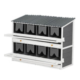 Large Wood Chicken Nesting Box for Laying Eggs with 2 Roll Out Egg Collection Drawers, 4 Vented and 8 Compartments