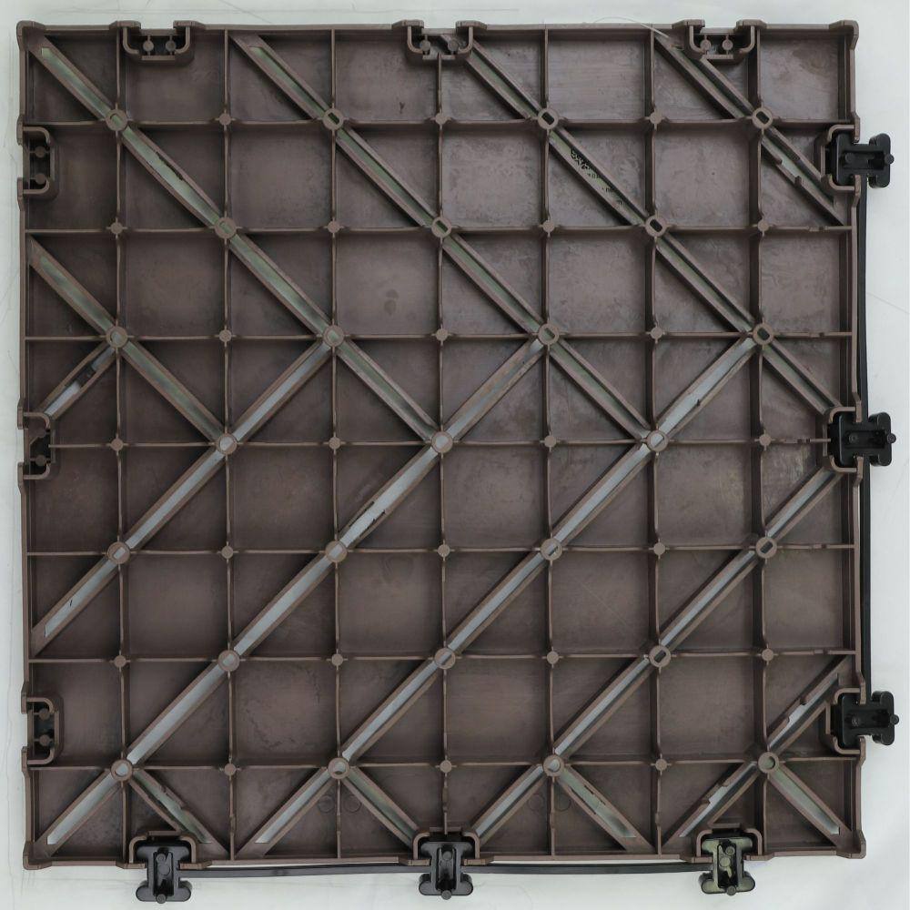 Courtyard Casual Herringbone Pattern 12 in. x 12 in. Plastic Deck Tile in Chocolate (9-Piece)