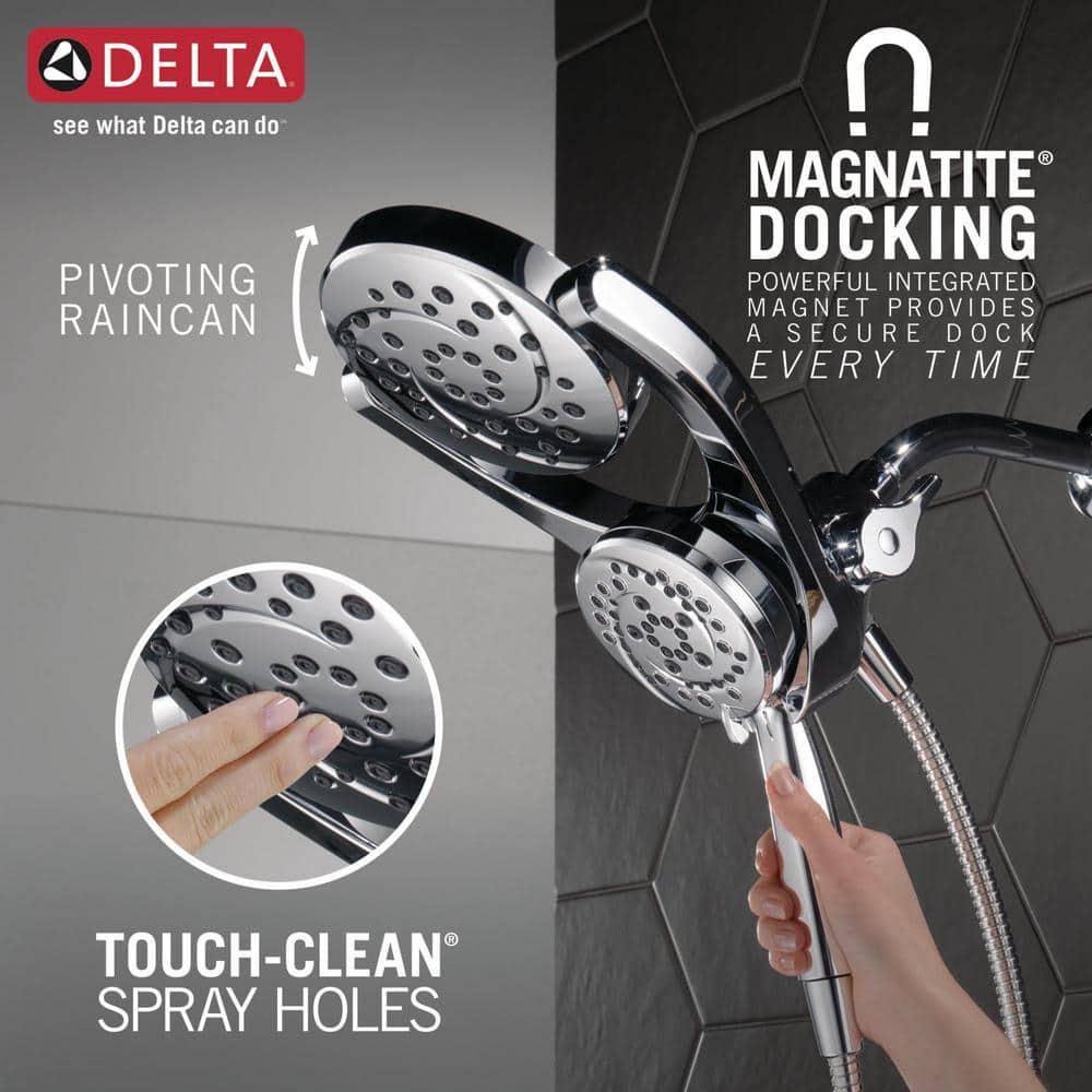 Delta HydroRain Chrome Two-in-One 4-Spray Dual Shower Head with Hand Shower, 1.75 GPM (6.6 LPM), 6 in.