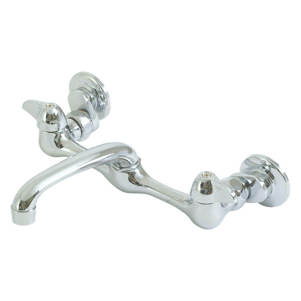 EZ-FLO 6 in. 2-Handle Wall-Mount Adjustable Commercial Utility Faucet in Chrome
