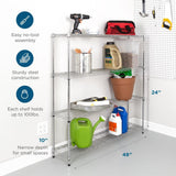 Steel 48 in. W x 48 in. H x 10 in. D 4-Tier Narrow Wide Garage Storage Shelving Unit, Chrome