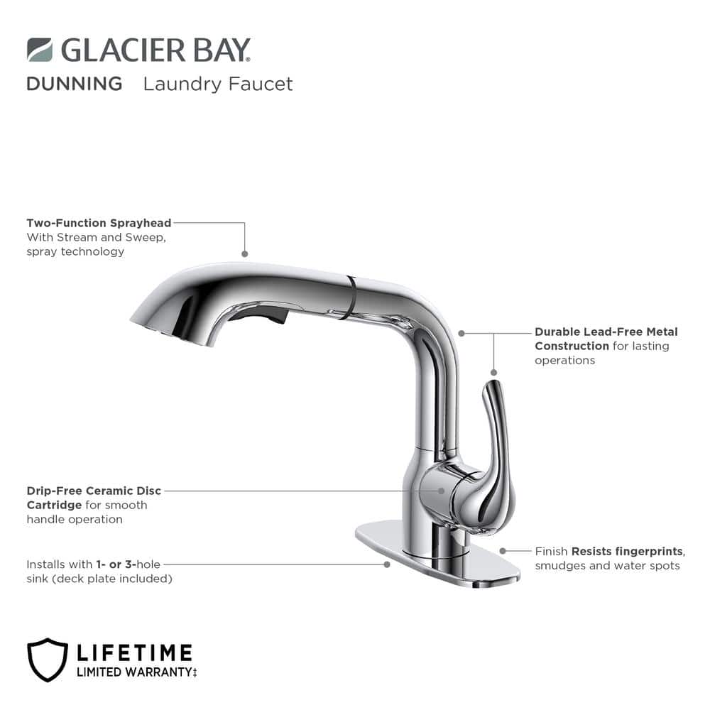 Glacier Bay Dunning Single-Handle Pull-Out Laundry Utility Faucet in Chrome