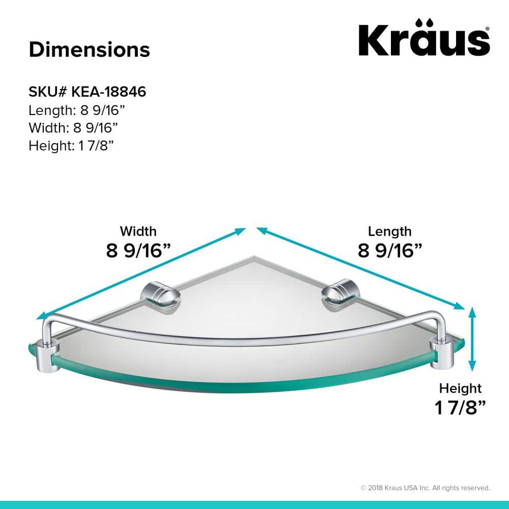 KRAUS Elie 9 in. Corner Bathroom Shelf in Chrome