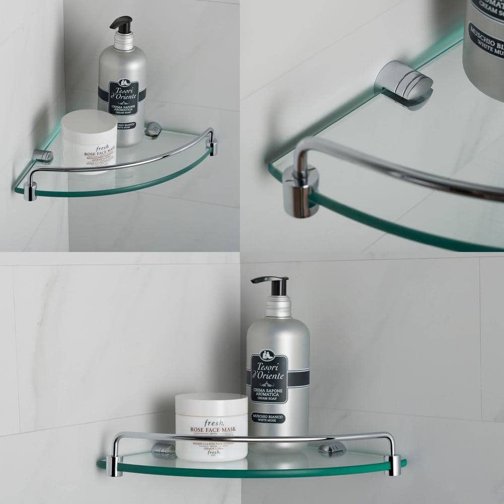 KRAUS Elie 9 in. Corner Bathroom Shelf in Chrome