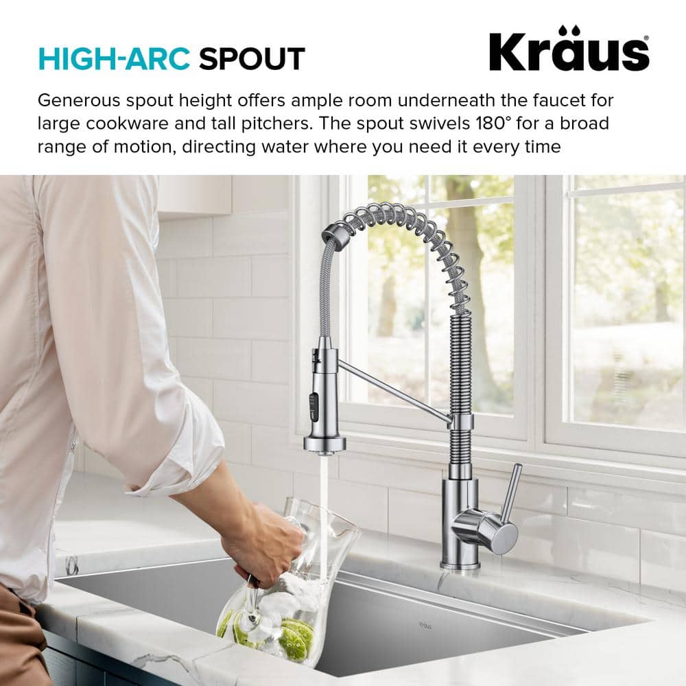 KRAUS Bolden Single-Handle Pull-Down Sprayer Kitchen Faucet with Dual Function Spray Head in Chrome
