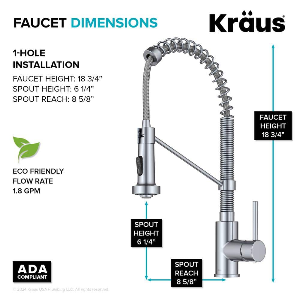 KRAUS Bolden Single-Handle Pull-Down Sprayer Kitchen Faucet with Dual Function Spray Head in Chrome