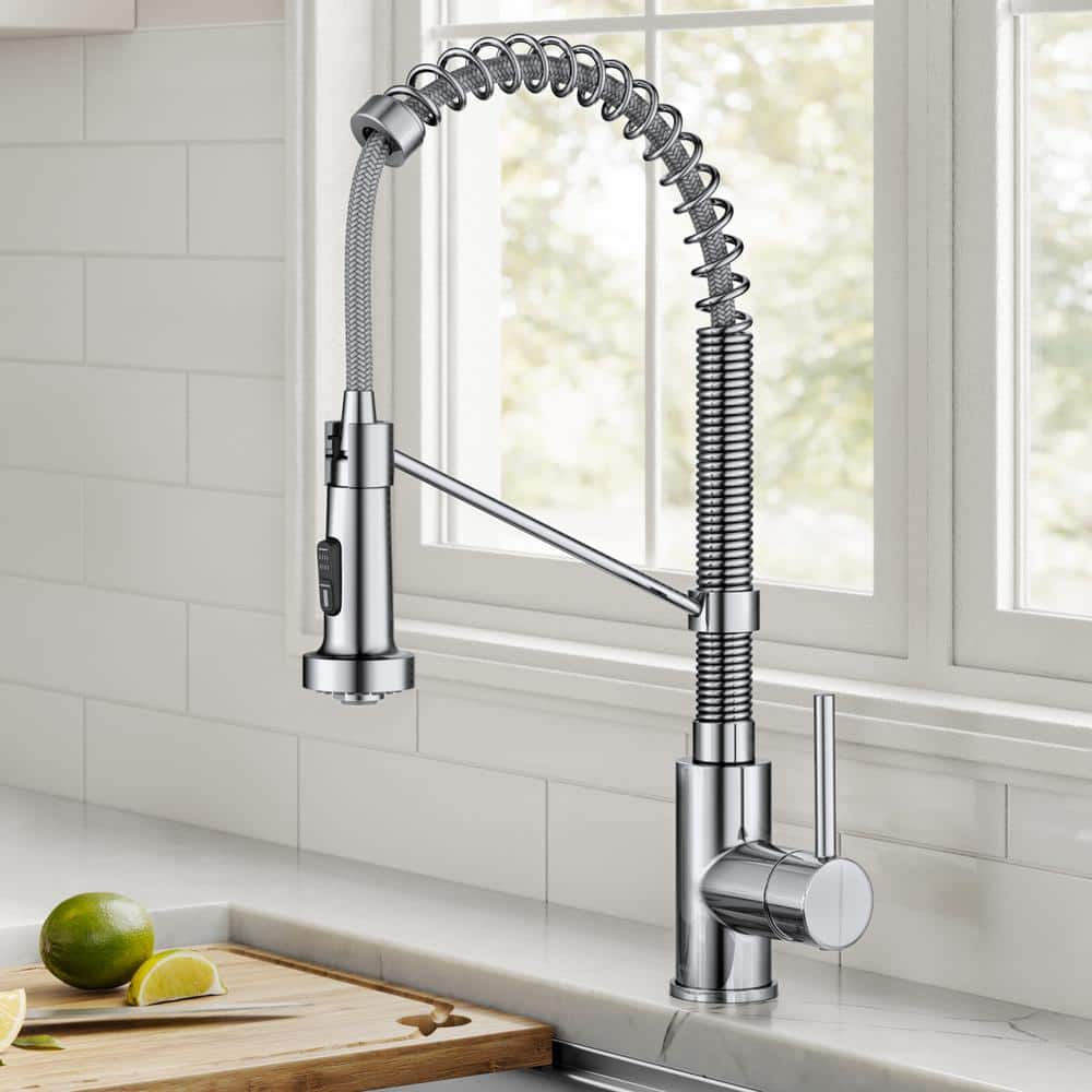 KRAUS Bolden Single-Handle Pull-Down Sprayer Kitchen Faucet with Dual Function Spray Head in Chrome