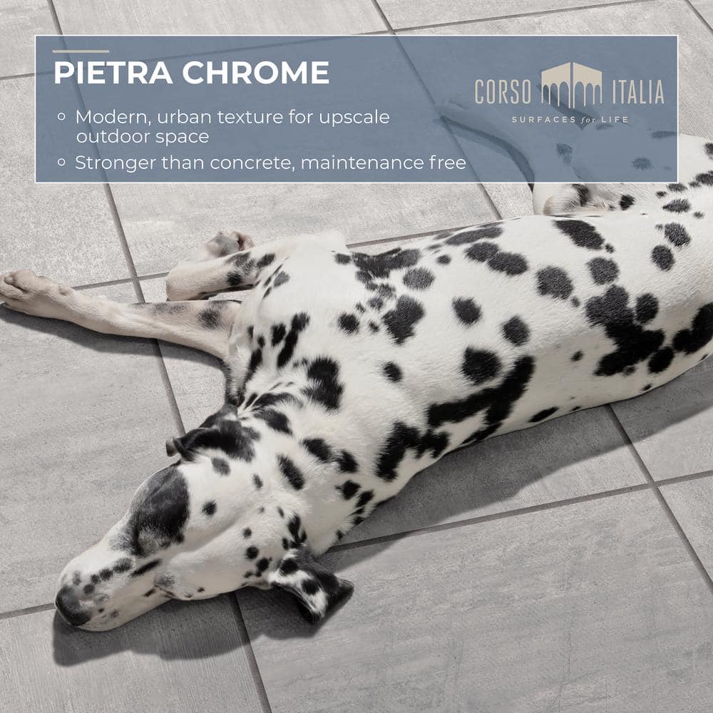Pietra Chrome Concrete-Look Porcelain Paver Sample, 6 in. x 6 in. x 0.75 in.