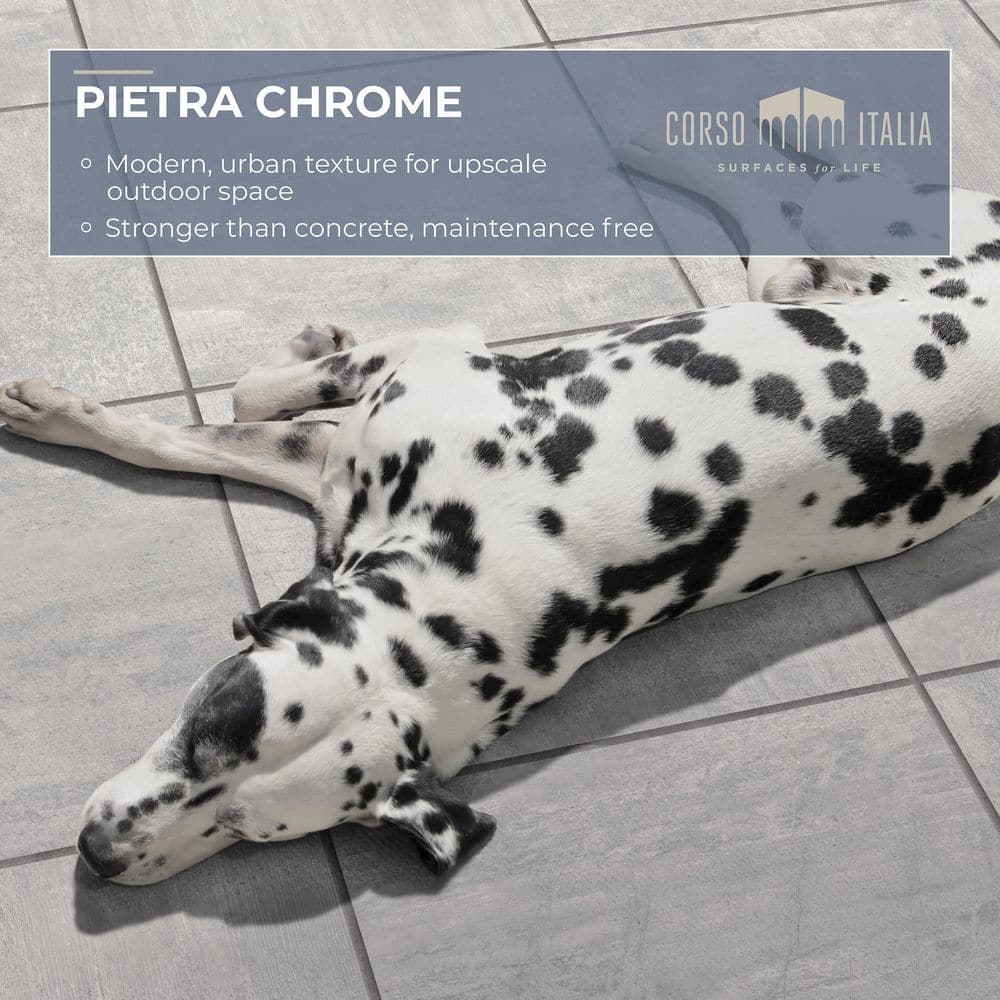 Pietra Chrome 24 in. x 48 in. x 0.75 in. Concrete-Look Porcelain Paver