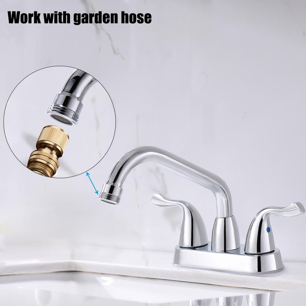 Phiestina Chrome Utility Sink Laundry Faucet with Swivel Spout