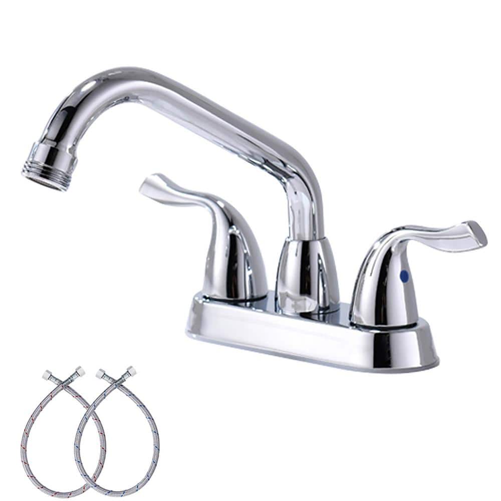 Phiestina Chrome Utility Sink Laundry Faucet with Swivel Spout