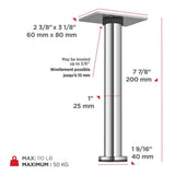 Richelieu 7-7/8 in. Chrome Round Furniture Leg with Leveling Glide, Stainless Steel 201